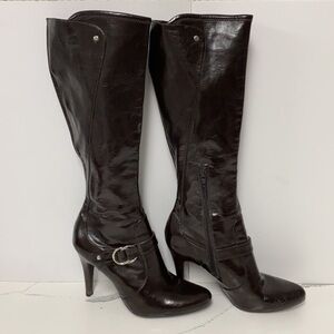 Marc Fisher Brown Patent Leather Boots 10